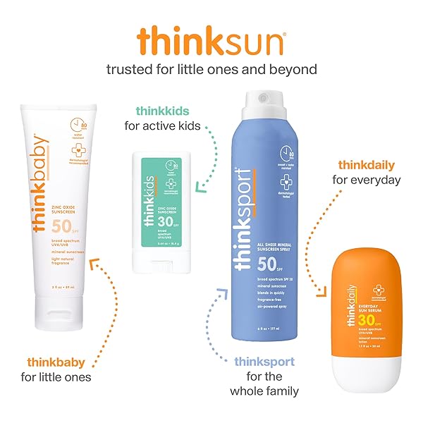 THINKSPORT KIDS SUNSCREEN SPRAY, SPF 50 ALL SHEER MINERAL SUNSCREEN, 6 FL OZ, WATER RESISTANT BABY & TODDLER, NATURAL ZINC OXIDE UVA/UVB PROTECTION