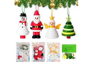 Faneswalk DIY Christmas Button Ornament Making Set,Craft Buttons Kit with Christmas Snowman/Santa/Angel/Tree,Fun Holiday Decorations for All Ages, for Xmas Tree Hanging Decorations (4PCS)