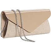 WALLYN'S Patent Leather Clutch Classic Purse Evening Bag Handbag With Flannelette