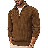 PJ PAUL JONES Mens Quarter Zip Sweater Long Sleeve Casual Pullover Knitted Textured Dress Sweaters