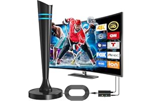 VINDIJA 2024 HD Digital TV Antenna Indoor Outdoor for Smart TV, TV Antenna for Local Channels, 360° Reception Signal Booster, Support 4K 1080p Fire tv Stick and All TV's - 16FT Coax HDTV Cable
