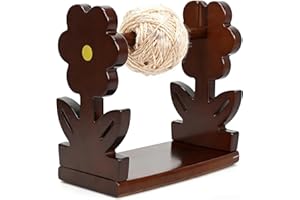 Wooden Yarn Holder for Knitting & Crochet - XL 26cm Flower Yarn Spinner Dispenser Stand, Heavy Duty Solid Wood Wool Caddy Org
