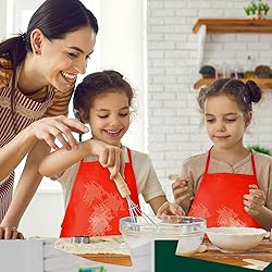 BOUBONI 12 Pieces Red Kids Painting Aprons With 2