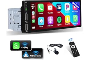 Hikity 6.9 Inch Wireless Apple Carplay Car Stereo Single Din Touch Screen Bluetooth Car Radio with Android Auto Mirror Link EQ, FM Car Audio Receiver with 2USB SWC MIC