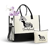 InnoBeta Dachshund Gifts for Women, Canvas Tote Bag with Top Zipper Closure and Shoulder Strap for Birthday, Mother's Day, Christmas
