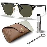 Ray-Ban RB3016 CLUBMASTER CLASSIC Square Shaped Sunglasses for Men & Women with Official RAYBAN Eyewear Kit