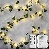 suddus Vine with Fairy Lights Battery Operated, 33ft100 LED Pothos String Lights with Remote, Leaf Lights for Bedroom, Room, Wall, Garden, Party, Wedding Dorm Decor(Warm White)