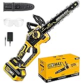 10 Inch Cordless Chainsaw for Dewalt 20V MAX Battery, Brushless Mini Chainsaw with Auto Oiler, Battery Power Cordless Chain Saw, Battery Powered Chain Saw for Wood Cutting (4.0Ah Battery Included)
