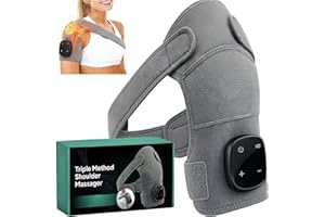 RejuvaCare Neck Shoulder Massager with Heat, Air Compression & Vibration, 4D Kneading Deep Tissue Massage, Heated Shoulder Wrap for Men & Women, Adjustable Straps, Cordless for Home & Car Use (Grey)