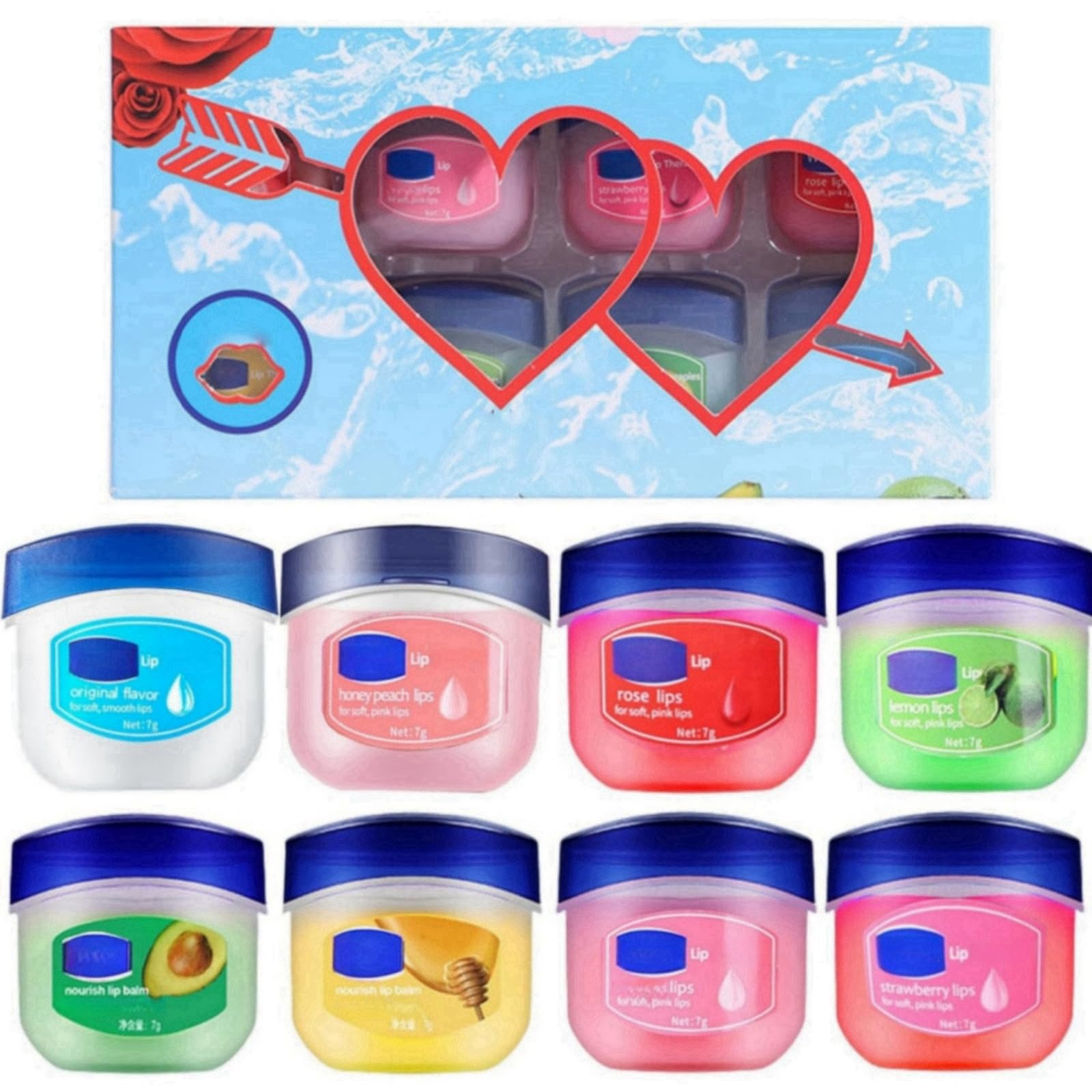 8PCS Lip Balm Set - Moisturizing Repair Mask for Day & Night Care, Reduces Lines & Wrinkles, Brightens Dark Color, For Very Dry Lips