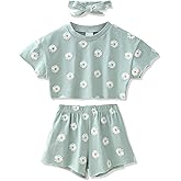 WESIDOM Toddler Girl Clothes Baby Girls Outfits 6M-5T Summer Floral Print Shirt+Shorts+Headband 3pcs Baby Clothing