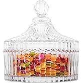 ComSaf Glass Candy Dish with Lid, 14OZ Candy Jars with lid for Office Desk, Covered Candy Dish for Office Desk, Decorative Cute Glass Jar, Jewelry Box for Wedding Party Buffet Decor, Christmas Gift