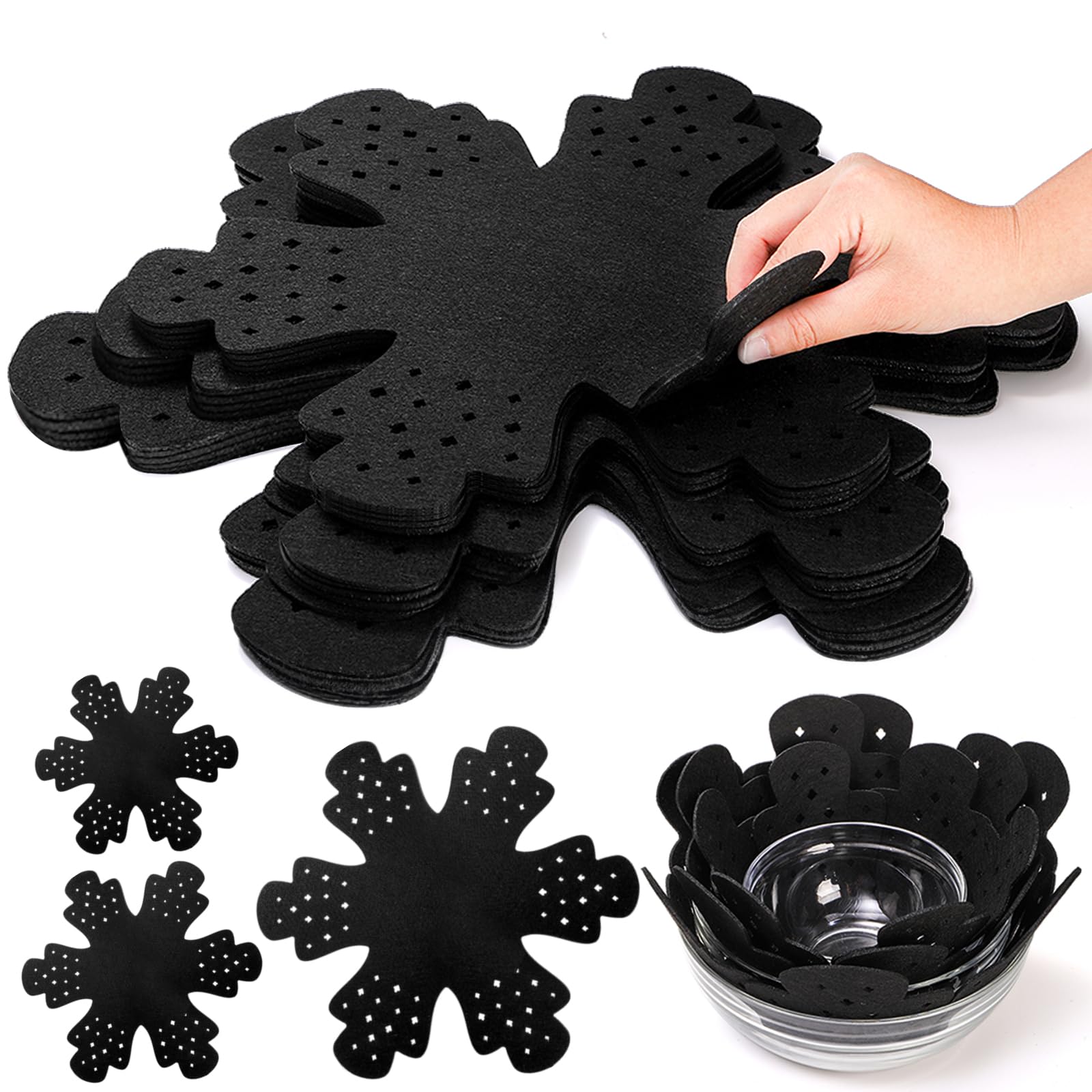 Photo 1 of Goaste 18 Pack Pot and Pan Protectors, 3 Different Sizes Felt Pan Separators, Anti-Slip Pot Divider Pads, Premium Cookware Protectors Set to Avoid Scratching or Marring Your Cookware, Black