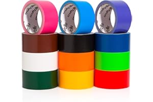 Craftzilla Rainbow Colored Duct Tape - 12 Bright Duct Tape Colors - 10 Yards x 2 Inch -Waterproof - Multipack for Arts