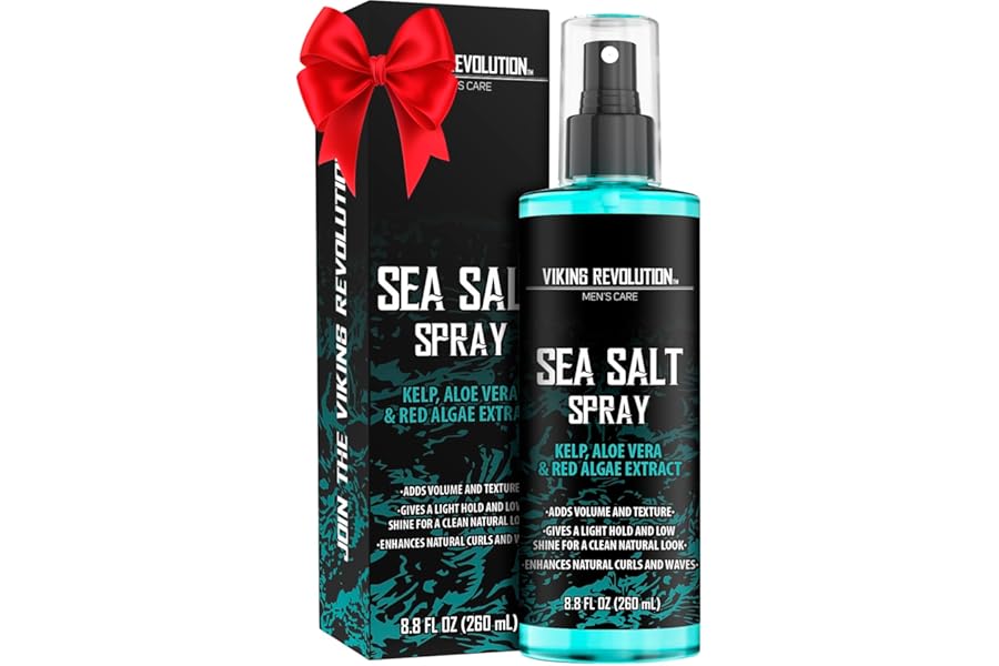 Viking Revolution Sea Salt Spray for Men – Hair Texturizing Spray with Kelp, Aloe Vera and Red Algae Extract – Surf Sprays to Add Volume and Texture for Men and Women Beach Hair – 8.8oz