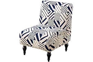 Buenanir Armless Accent Chair Cover Stretch Spandex Slipper Chair Covers Removable Non-Slip Silp Cover for Accent Chairs Without Arms for Living Room Hotel, Set of 1, Navy Blue