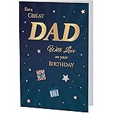 Tukora Birthday Card for Dad – Gold Navy Star A5 Greeting Card with Printed Verse – Premium UK Made Design