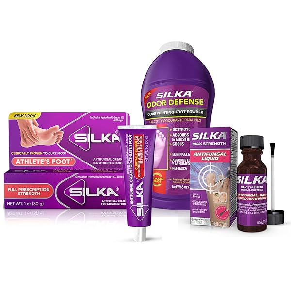 SILKA EMERGENCY FOOT CARE KIT, MAX STRENGTH ANTIFUNGAL LIQUID, ODOR-FIGHTING FOOT POWDER, ANTIFUNGAL CREAM FOR ATHLETES FOOT, JOCK ITCH, AND RINGWORM, COMPLETE SOLUTION FOR HEALTHY FEET