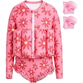 Summshall Toddler Swimsuit with Floatation, Baby Girls Long Sleeve Floating Bathing Suit Swim Suit for Summer Beach