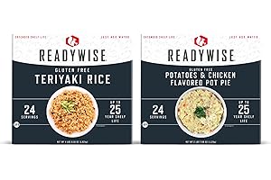 ReadyWise Emergency Food Supply - 48 Servings Gluten Free Entrées, 2 Boxes, Freeze Dried Survival Prepper Food & Dehydrated Meals, Camping Essentials for Backpacking, up to 25 Year Shelf Life