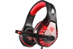 ENVEL Gaming Headset for PS4 PS5 Switch, Surround Sound Stereo Sound, Omnidirectional Microphone Vibration LED Light Compatible with Xbox One X S/PC/Laptop/Mac