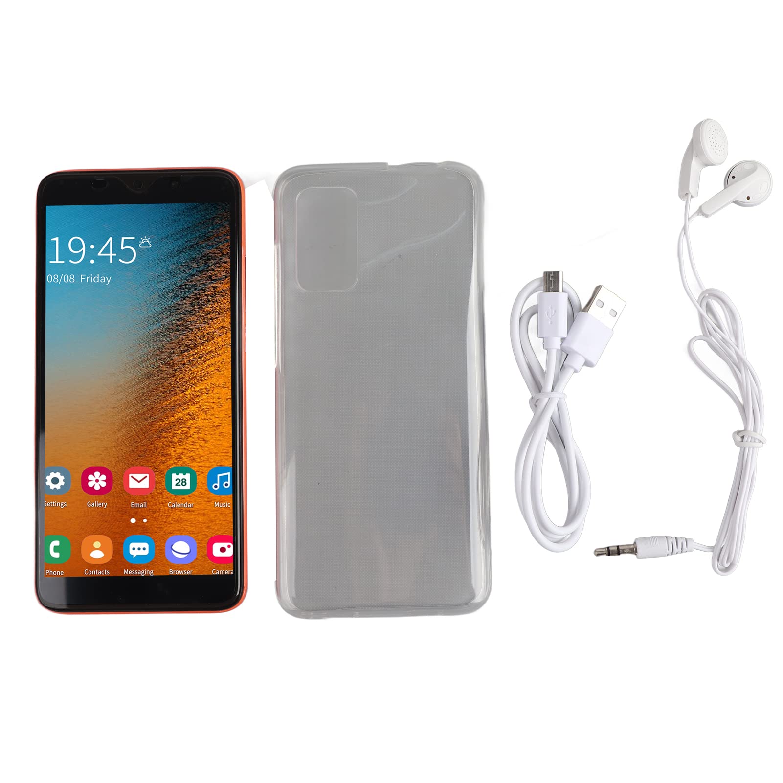5.72in HD Full Screen Smart Phone, Note30 Plus Unlocked Smartphones, Dual Cards Dual Standby, 512MB+4GB Cell Phones, for Android 4.4.2, Support +BT+FM (Orange)