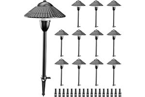 ZUCKEO Low Voltage Landscape Pathway Lights, 5W Aluminum Outdoor LED Landscape Lighting, 12-24V 3000K Waterproof Wired Path Light for Yard Garden Walkway, 12Pack