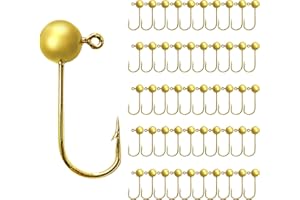 EUPHENG 50pcs Fly Tying Jig Heads Kit - Jig Hooks for Fly Fishing - DIY Lure Making Kit - Black, White, Orange, Pink, Chartreuse - Sizes #12, #8, #6, #4, #2