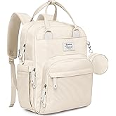 RUVALINO Diaper Bag Backpack-Multifunction Baby Travel Bag with Changing pad, Insulated Bottle Holders & Pacifier Case, Large Capacity, Waterproof, Beige