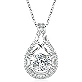 JL LITTLE FOREST Moissanite Necklace for Women, 1Carat Sparkling Infinity Pendant 925 Sterling Silver Adjustable Chain Elegant Jewelry Anniversary Birthdays Gifts for Wife Mom