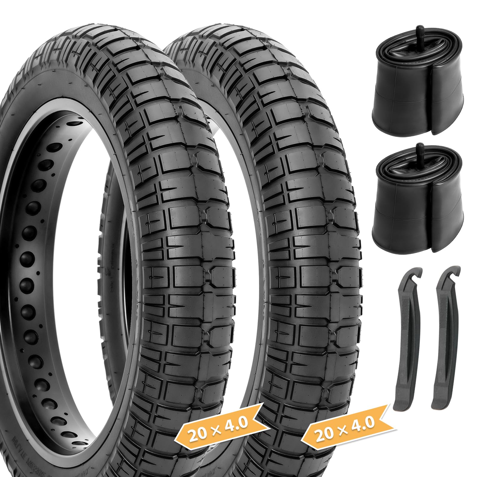Photo 1 of 20x4.0 Fat Bike Tires Set: Hycline 2-Pack 20x4 Inch Heavy Duty Folding Replacement Ebike Fat Tires, All-Terrain High-Density Bicycle Tires with Inner Tubes and Tire Levers for Urban/Trail Riding