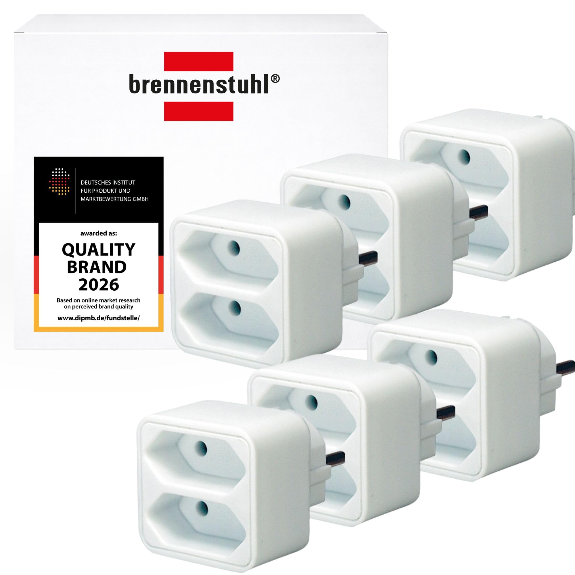 Brennenstuhl Mehrfachsteckdose (Steckdosenadapter 2-Fach Eurosteckdose mit erhöhtem Berührungsschutz) weiß