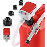 SKYJDM Fuel Transfer Pump with Auto-stop Sensor and 4 Tank Adapter, 3.2GPM 51" Hose Battery-Powered Portable Gas Can Pump for Gasoline & Diesel Oil (Red)