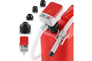 SKYJDM Fuel Transfer Pump with Auto-stop Sensor and 4 Tank Adapter, 3.2GPM 51" Hose Battery-Powered Portable Gas Can Pump for Gasoline & Diesel Oil (Red)