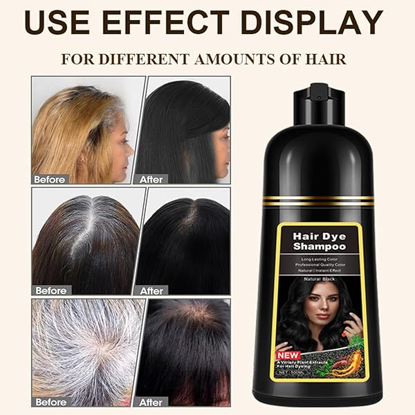 LUXECOLORS HAIR DYE SHAMPOO FOR GRAY COVERAGE 3 IN 1 HAIR COLOR SHAMPOO NATURAL 16.9 FL OZ FOR WOMEN & MEN (LIGHT BROWN)