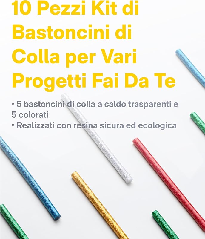 Pistola Colla a Caldo Senza Fili Mini,10 Stick di Colla, Ricarica
