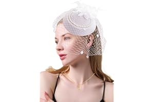 Focupaja Fascinators Hats Women Pillbox Hat Feathers Derby Headband Wedding Headwear Tea Party Hair Clip 20s 50s Top Hat