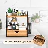 LEMIKKLE 2-Tier Wood Vanity Organizer with Drawer, Cosmetic & Bath Storage view 4