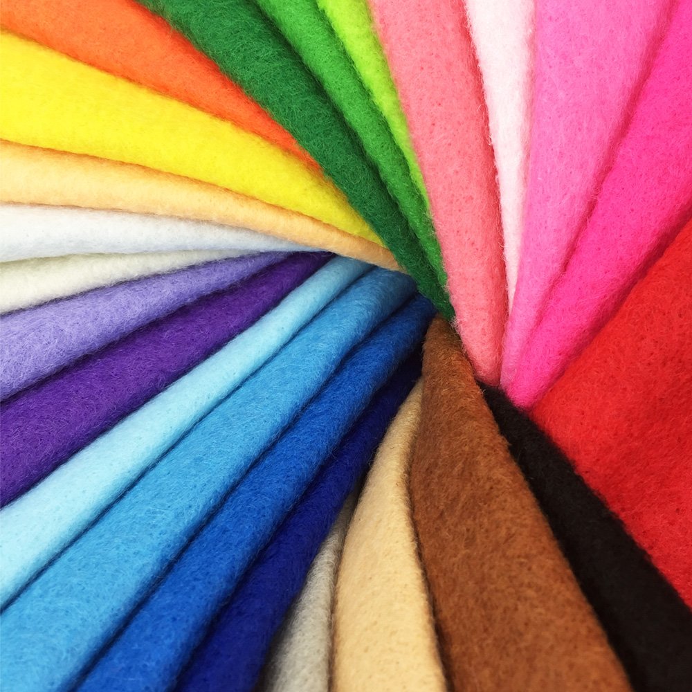 24pcs Thick 1.4mm Soft Felt Fabric Sheet Assorted Color Felt Pack DIY Craft Sewing Squares Nonwoven Patchwork (20 * 20cm)