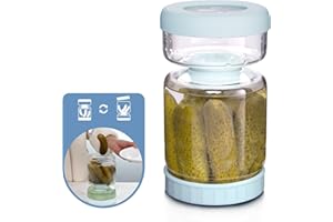 WhiteRhino Glass Pickle Container with Strainer,Olive Hourglass Jar,Pickle Jar Upside Down Kimchi for Jalapenos,Leakproof Air