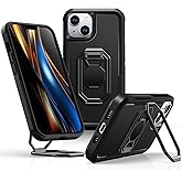 Shields Up for iPhone 13 Case with Stand (Two-Way Stand), 14 Phone Case with Double Ring Holder, Heavy Duty Shockproof Cover for iPhone 13/iPhone 14 - Black