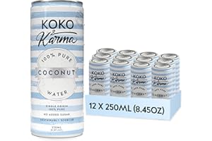 Koko & Karma Pure Coconut Water - No added Sugar, 12 pack case 8.45oz cans