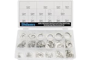 Didamx 325Pcs 304 Stainless Steel External C-Clips Shaft Circlip Retaining Snap Ring Assortment Set