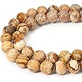 Siomia 60pcs 6mm Natural Picture Jasper Gemstone Beads Energy Healing Crystal Round Loose Stone Beads for Jewelry Making, DIY Bracelets Necklaces