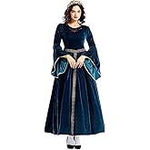 XSDZSWQY Women Renaissance Dress Medieval Costume for Women Long Dress Plus Size Velvet Queen Dresses Halloween Costume