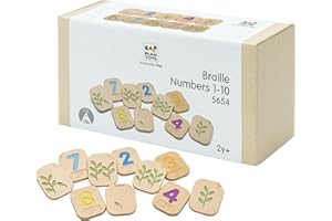 PlanToys® Braille Numbers 1–10 Wooden Montessori Counting and Tactile Learning Toy | Early Math, Sensory Exploration and Inclusive Education Activity | Eco Friendly Educational Number Set