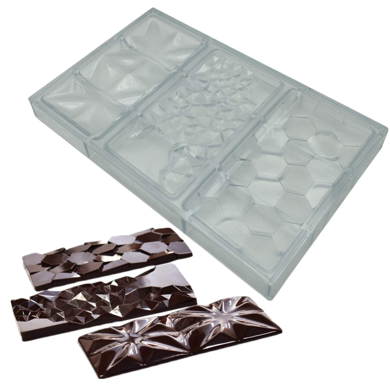 3 In 1 Polycarbonate Chocolate Bar Mold Large Break-Apart Candy Tray