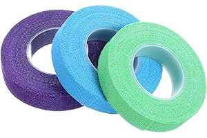 FDCLIXUVOL 3 Rolls Thimble Tape for Hand Sewing, Self-Adhesive Cotton Finger Protector, Breathable Finger Tape Adjustable Knitting Bandage for Quilting, Embroidery DIY Crafts (Green, Purple, Blue)