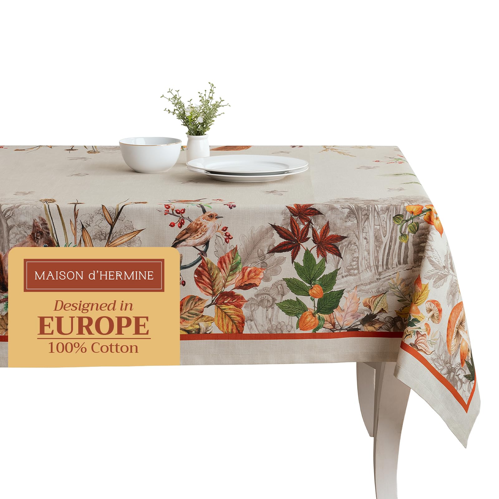 Maison d' Hermine Table Cloth Rectangle Table 100% Cotton 60 x 108 Inches Tablecloth Reusable Decorative Everyday Use for Dining Room, Farmhouse, Home, Party, Festive & Wedding - Recolte Image Maison d' Hermine Table Cloth Rectangle Table 100% Cotton 60 x 108 Inches Tablecloth Reusable Decorative Everyday Use for Dining Room, Farmhouse, Home, Party, Festive & Wedding - Recolte Image