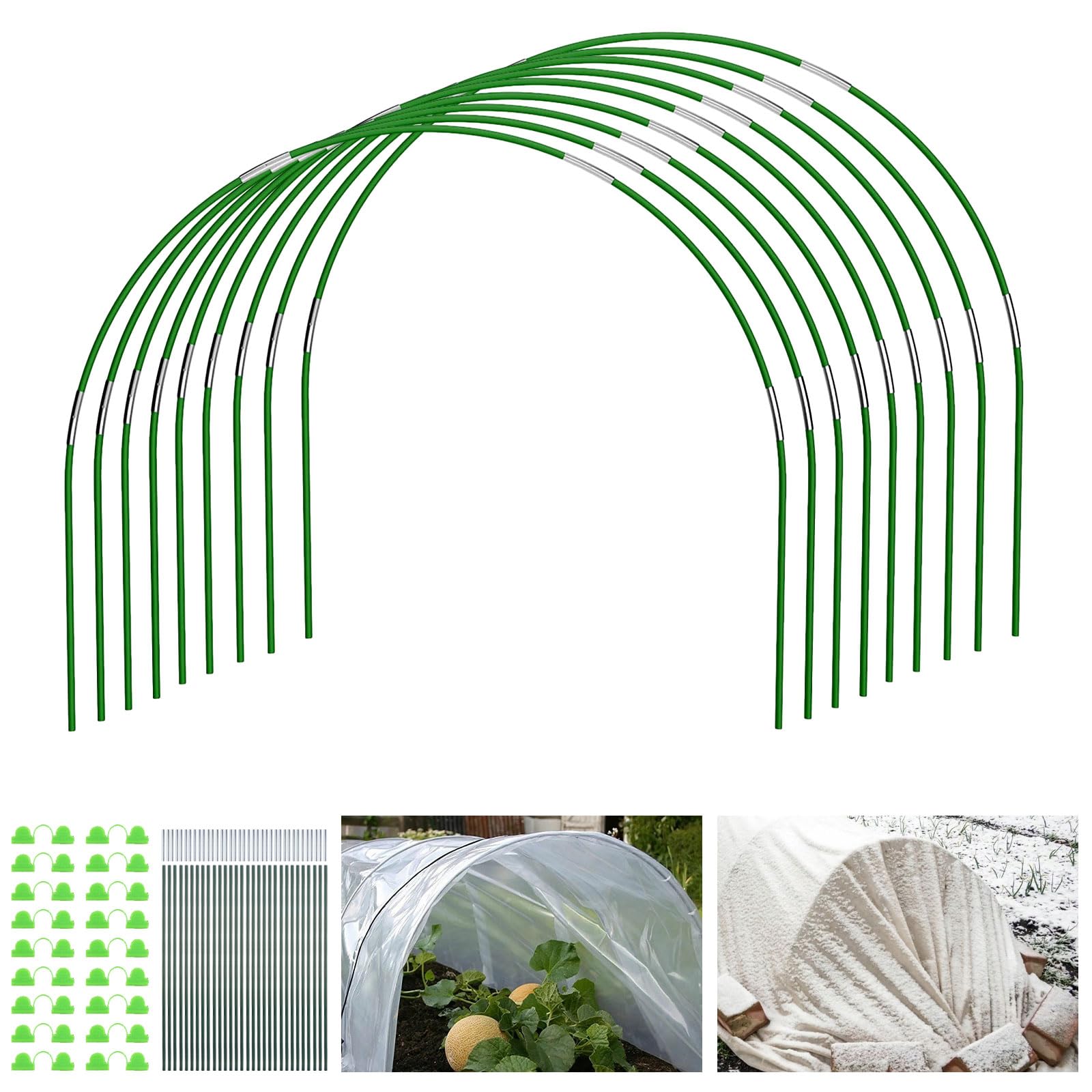 MUXHEL 168PCS Garden Hoops for Netting, Flexible Greenhouse Hoops for Raised Beds, Garden Cloche Hoops for Garden Fabric, Netting Raised Bed, Garden Tunnel Tyres